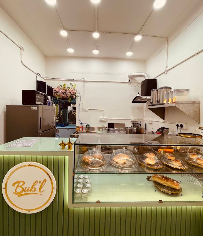 The pastel green BUB'L counter and display in the Sainikpuri outlet